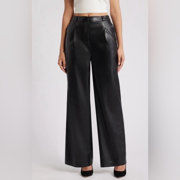 Abercrombie & Fitch Pants - Abercrombie & Fitch Black Vegan Leather Wide Leg Pants *